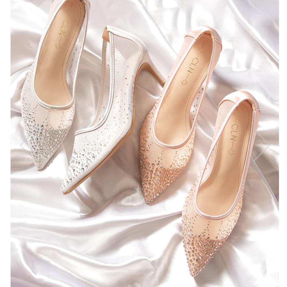 Vivo Rosa Milano Mesh Heel Pumps with Rhinestones - 38